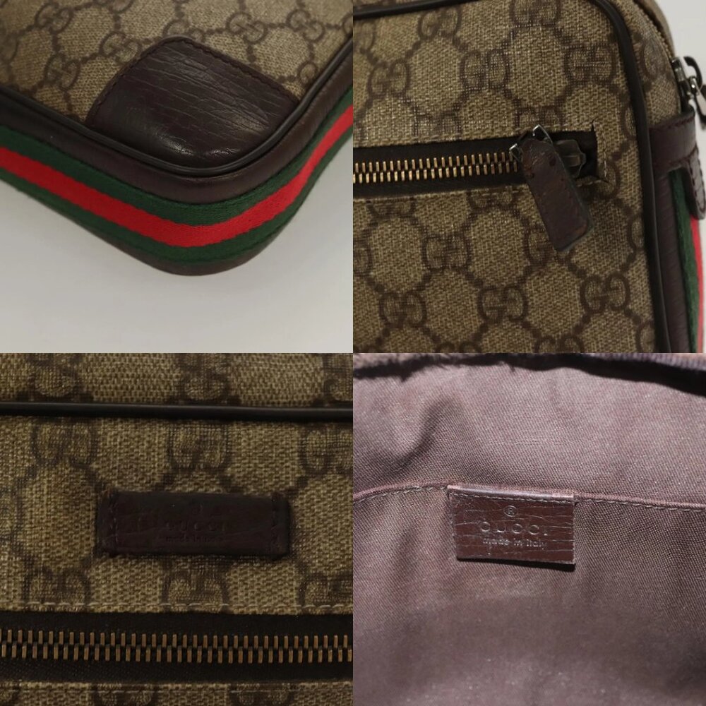 GUCCI GG Supreme Web Sherry Line Clutch Bag PVC Beige Silver 152599 Auth hk2854 - Picture 12 of 14